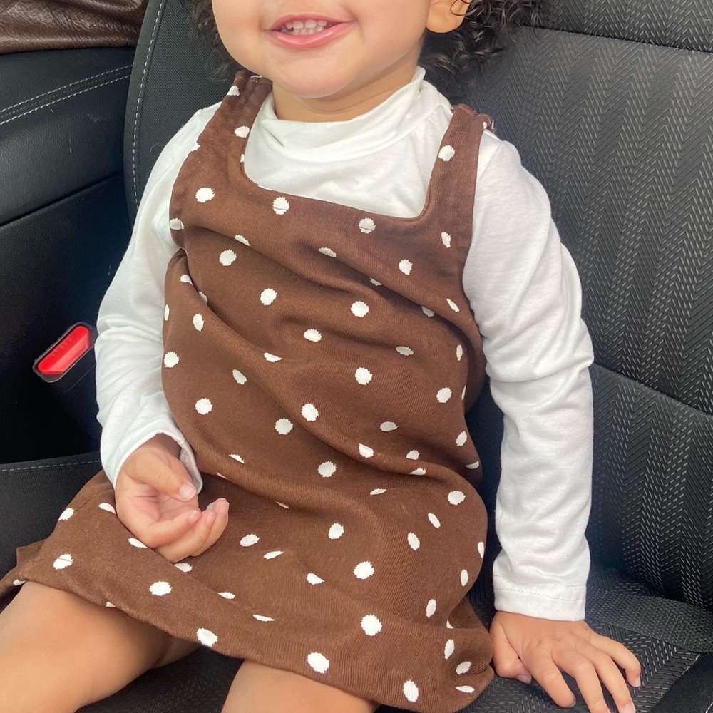 Toddler Girls Mock Neck Tee & Polka Dot Print Dress | 1-2y | SHEIN